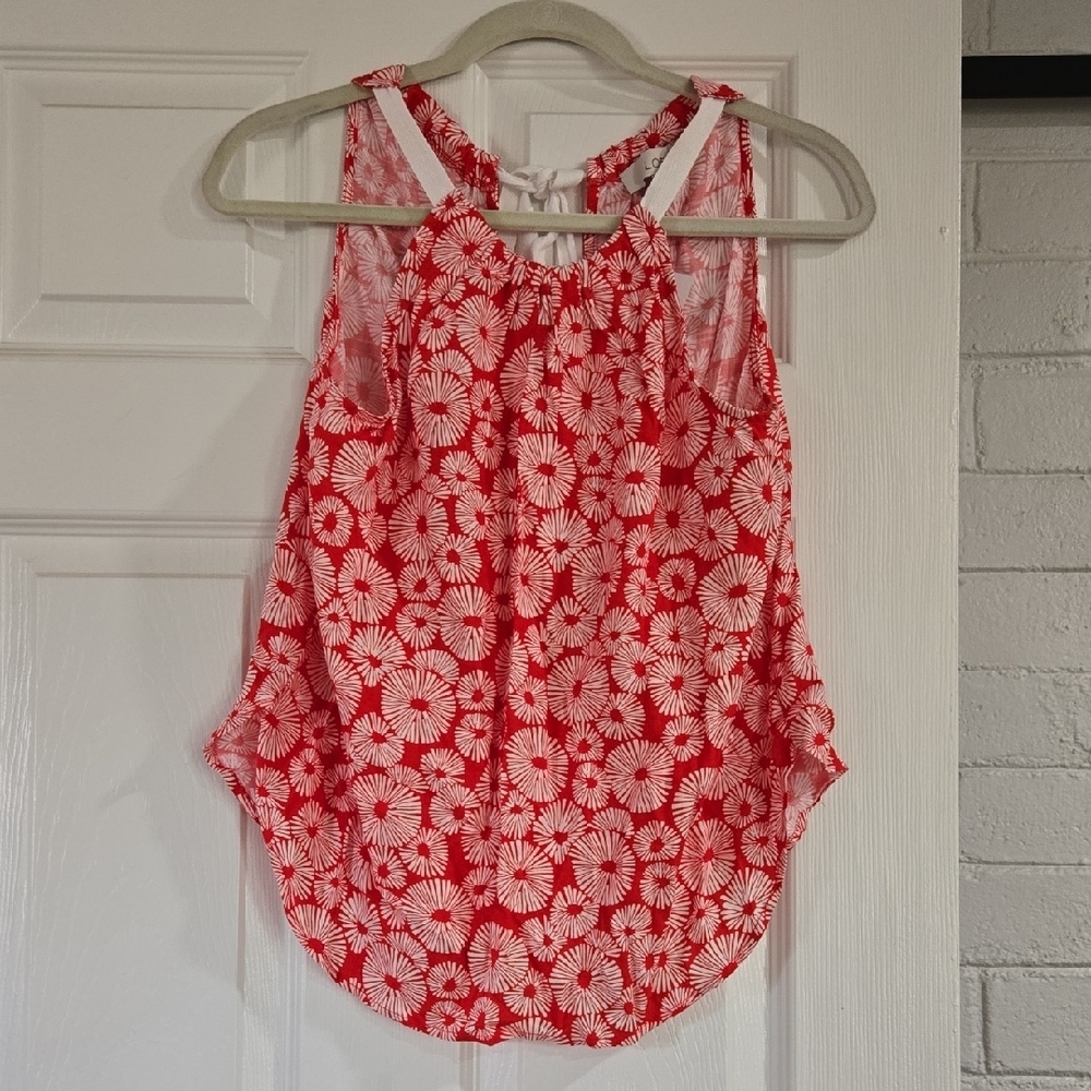 LOFT Red Floral Sleeveless Women's Top